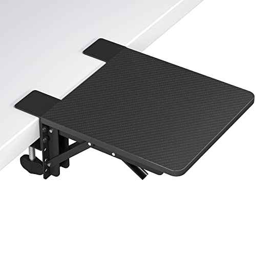 BONTEC Ergonomic Desk Extender Tray, 9.5"x9.1" Table Mount Arm Wrist Rest Shelf, 90¡Æ Foldable Elbow Support, Clamp on Computer Arm Rest for Desk, Office & Home Use, Durable & Easy to Install