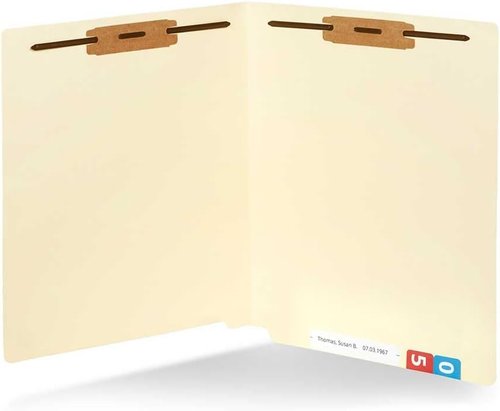 Blue Summit Supplies Manila File Folders - 100 Pack with Reinforced End Tabs & 2 Fasteners, Letter Size