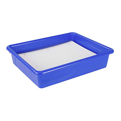 Storex Letter Size Flat Storage Tray – Organizer Bin with Non-Snap Lid for Classroom, Office and Home, Blue, 5-Pack (62536U05C)