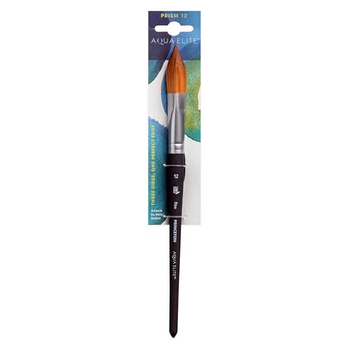 Princeton Aqua Elite Prism Brush, Synthetic Bristles, Short Handle Watercolor Paintbrush, Matte Black, Size 12, 1 Count