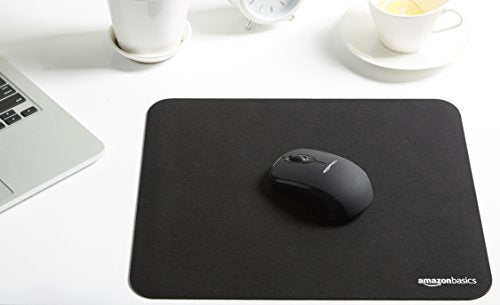 Amazon Basics Square Cloth Mouse Pad with Rubberized Base 12.4 x 10.6 Inches - Black, Variation: 10.6L x 12.4W inches