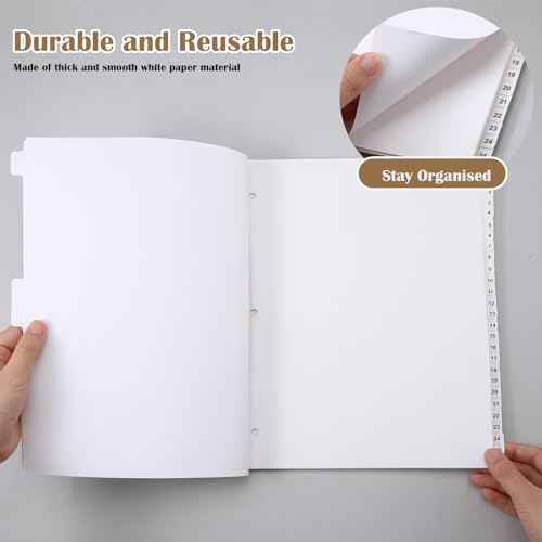 Yeaqee 1-100 Numbered Tabs Dividers for 3 Ring Binders 8.5 x 11 Inch Letter Size Numbered Dividers White Binder Index for File Notebook