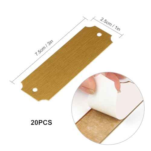20 Pcs Name Plates Laser Engraved, Plaques Personalized Engraved, Solid Metal Plate, Name Plate for Desk, Personalized Plaque Blank, Custom Name Tag, Laser Engraving Blanks (1'' X 3'') (Gold)