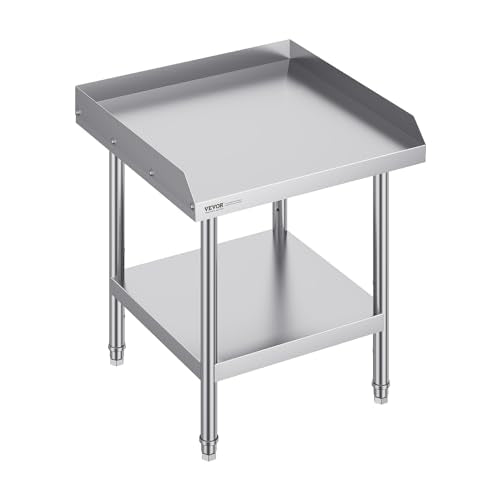 VEVOR Stainless Steel Work Table 24x24x26 Inch Commercial Food Prep Station with Backsplash