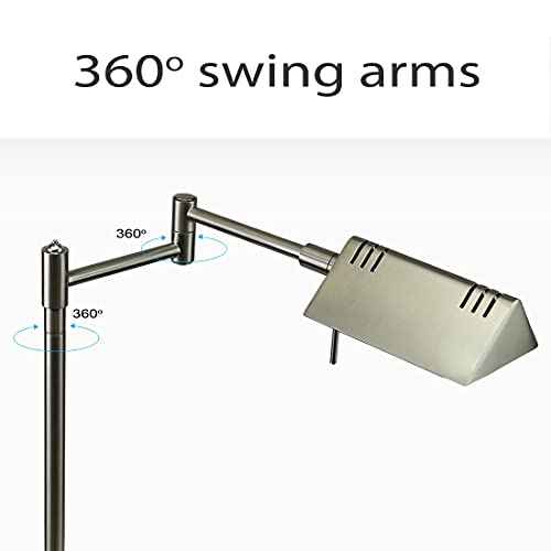 O'Bright LED Pharmacy Table Lamp, Full Range Dimming, 12W LED, 360 Degree Swing Arms, Desk, Reading, Craft, Work Lamp, ETL Tested, Brushed Nickel