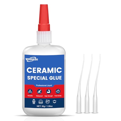 30g Ceramic Glue with Nozzles - Waterproof, Quick-Set Adhesive by WOUSEDO (Ceramic Glue / 30g)