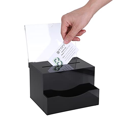 USTRAM-11389 BTSKY Acrylic Suggestion Box with Lock & Sign Holder, Black