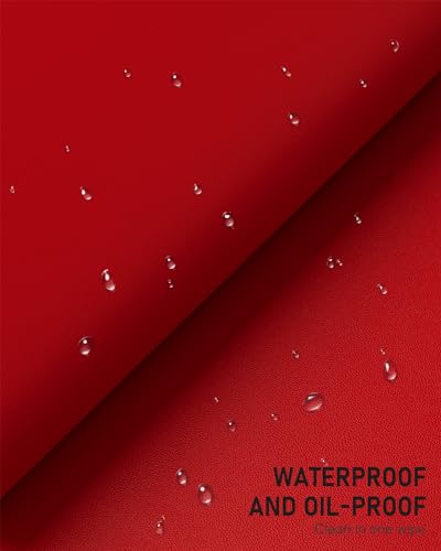Niniubye Bright Red 23.6 x 13.8 Inch PU Leather Desk Pad Non-Slip Waterproof Mouse Mat for Office & Gaming