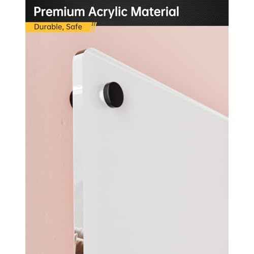 Acrylic Whiteboard 24x16 ? White-Backed Dry Erase Board with 8 Markers & Multi-Color Standoff Screws ? High Contrast & Shatter-Resistant ? Ideal for Home, Office, School, Kitchen