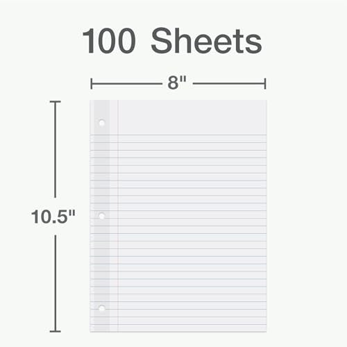 Oxford Reinforced Lined Loose Leaf Notebook Paper College Rule 100 Sheets