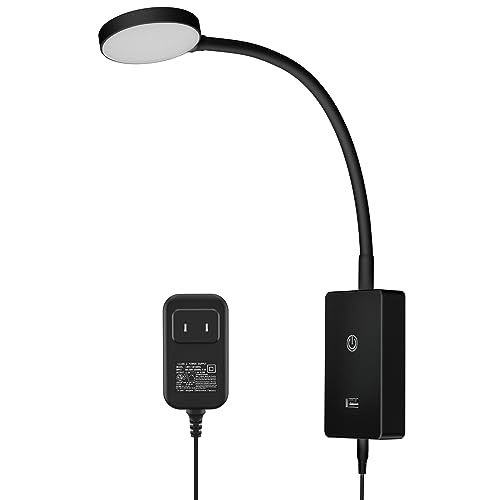 Touch Dimmable LED Wall Mounted Bedside Reading Light, Black Flexible LED Wall Reading Lamp for Nightstand in Bedroom, 120¡Æ Wide Angle Neutral White Lighting, with 5V2A USB Output Port