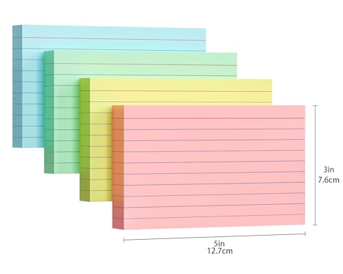 YIZUUN Multi-Color 3x5 Index Cards 200 Sheets Heavy 180gsm Flash Cards for Studying