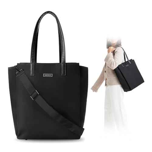 Large Laptop Tote Bag for Women 13 inch, Lightweight Teacher Bag Women Office Work Bag with Straps, Waterproof Computer handbag Business Briefcase, Black
