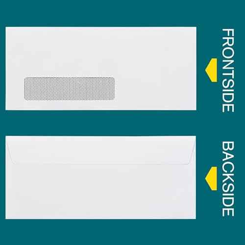 #10 Window Envelopes Self Seal - 80/pack Peel & Seal Closure, Security Tinted Envelopes for Quickbooks Invoices & Business Statements - Letter Size 4-1/8 x 9-1/2 inch 24lb Paper