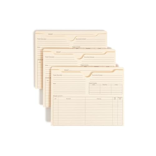 Smead Project File Jackets, 25 Count, Manila, Reinforced Straight-Cut Tabs, Preprinted Front, Back and Tab, 2" Expansion, Letter Size (75621)