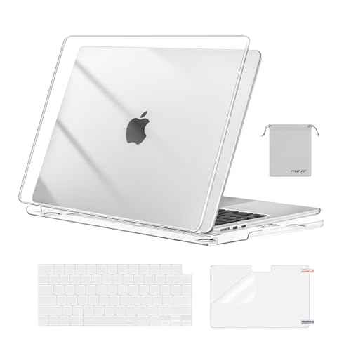 MOSISO Compatible with MacBook Air 13 inch Case 2025 2024 2023 2022 M4 A3240 M3 A3113 M2 A2681, Plastic Hard Shell&Keyboard Cover&Screen Film&Pouch for MacBook Air 13.6 inch Case, Crystal Clear