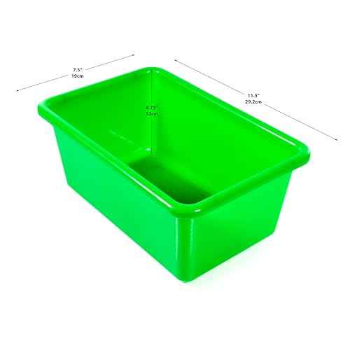 Small Cubby Bins 12 Piece Pack for Office Storage Kids Classroom or Toy Home Organizing Cube Bin with Plastic Container Self Adhesive Labels (11.6 x 7.7 x 4.9 Inch