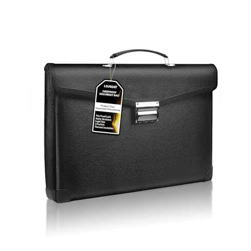 Heat & Water Resistant Fireproof Document Bag w/2 Pockets, Lockable Fire Proof Money Box w/Zipper, 700 Sheet Capacity Safe Storage for Home Office Important Documents Cash & Laptop, Black, Legal Size