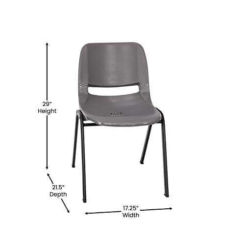 Flash Furniture HERCULES Series 661 lb. Capacity Gray Ergonomic Shell Stack Chair with Black Frame and 16'' Seat Height
