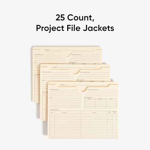 Smead Project File Jackets, 25 Count, Manila, Reinforced Straight-Cut Tabs, Preprinted Front, Back and Tab, 2" Expansion, Letter Size (75621)