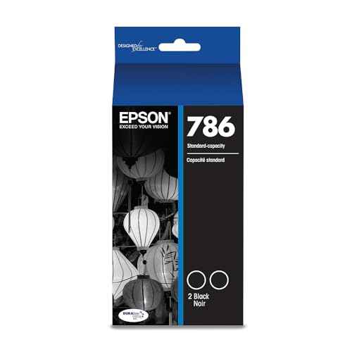 EPSON 786 DURABrite Ultra Ink Standard Capacity Black Dual Cartridge Pack (T786120-D2) Works with WorkForce WF-5110, WF-5190, WF-5620, WF-5690