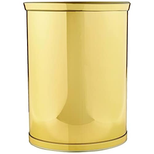 Kraftware Polished Brass Colored Mylar Designer 14¡± Oval Wastebasket for Home & Office