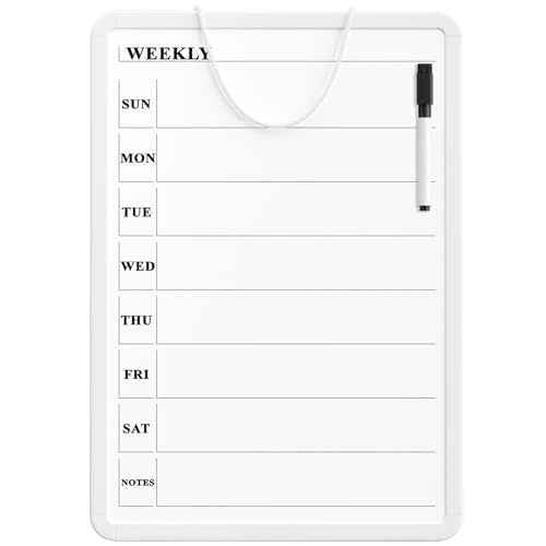 MaxGear Weekly Calendar White Board for Wall, 11"x 17" Double-Sided Magnetic Dry Erase Board, Includes a Black Dry Erase Marker, Portable Whiteboard for Planning, Drawing, Memo, to Do List