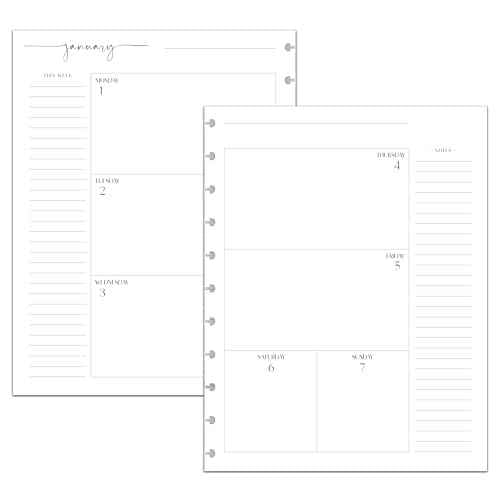 BetterNote 2026 HORIZONTAL Calendar Refill for Disc Notebook, Fits Levenger Circa, Staples Arc Jr, TUL Office Depot, Happy Planner, InkWell Press, MAMBI, NOTIQ (Modern, 11-Disc, 8.5"x11")
