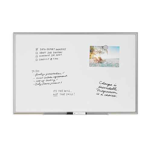 U Brands Magnetic Dry Erase Board White Board, 36" x 24", Silver Aluminum Frame, Includes Marker