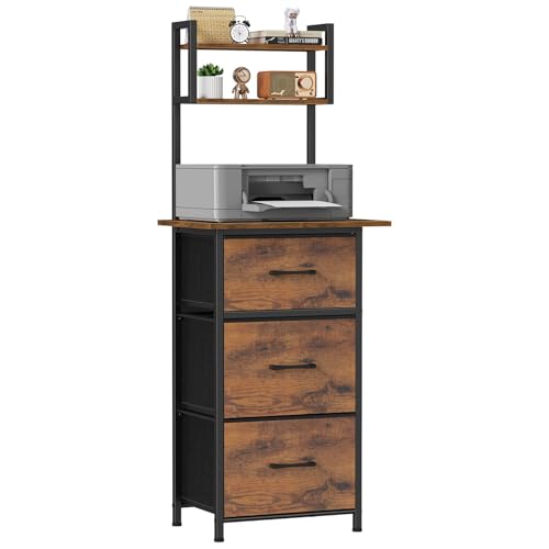 Snughome Rustic Brown 51.6'' Tall 3-Drawer File Cabinet with 19.7'' Extended Desktop