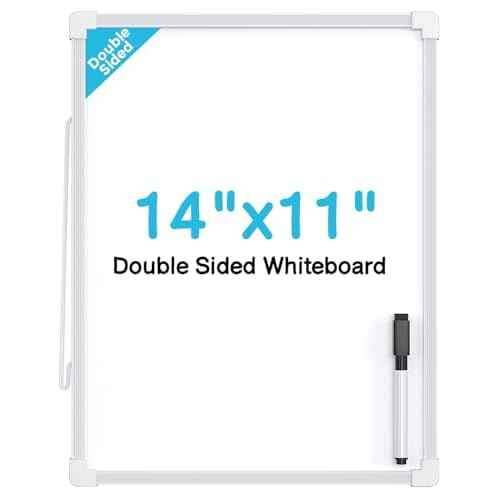 MaxGear Small Dry Erase Board, 14"x11" Double Sided Hanging Whiteboard for Wall, Mini White Board with 3 Dry Erase Markers and 3 magnets, Portable Whiteboard for Planning Learning Writing Drawing Memo