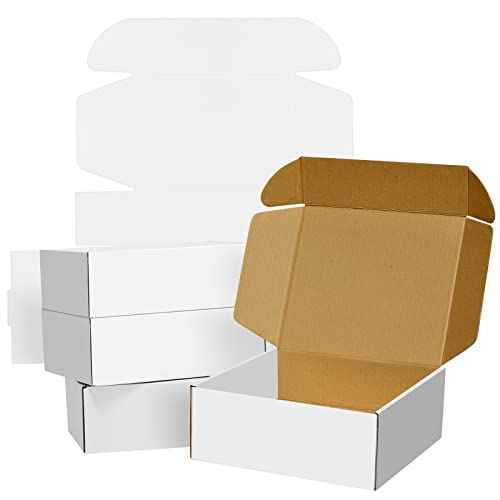 30 Pack 9x6x4 inches White Shipping Boxes, Corrugated Mailer Boxes, Packaging Boxes for Products, Recyclable Cardboard Box, Flat Literature Mailers for Gifts, Clothings by Mailing