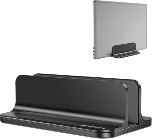 OMOTON Vertical Laptop Stand Holder Black, Adjustable Dock for MacBook