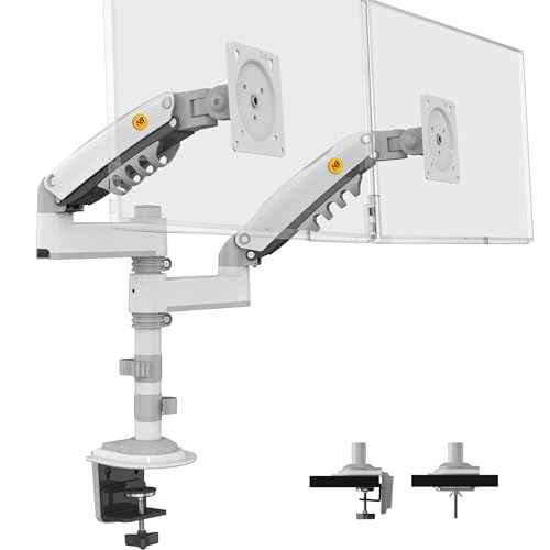 NB North Bayou Dual Monitor Desk Mount Stand Full Motion Swivel Computer Monitor Arm Fits 2 Screens up to 27'' with Load Capacity 4.4~19.8lbs for Each Monitor H180-W