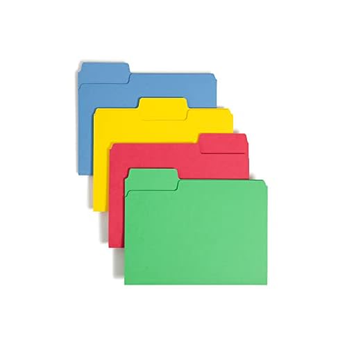 Smead SuperTab Heavyweight File Folder, Oversized 1/3-Cut Tab, Letter Size, Assorted Primary Colors, 50 per Box (10410)