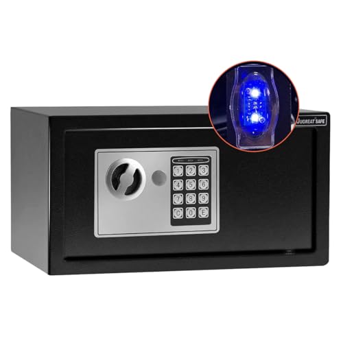 JUGREAT Safe Box with Sensor Light,Electronic Digital Security Safe Steel Construction Hidden with Lock£¬Wall or Cabinet Anchoring Design for Home Office Hotel Business 0.55 Cubic Feet Black