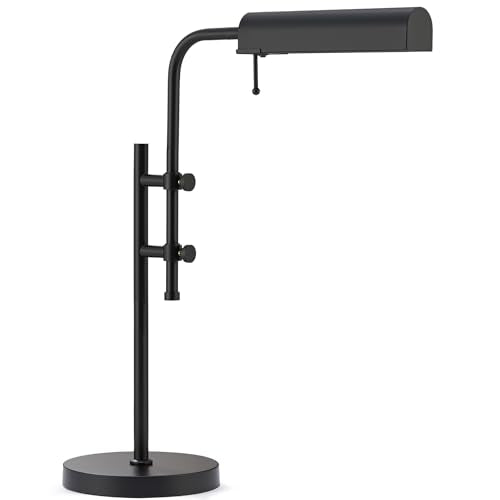 VONLUCE Rustic Desk Lamp, Adjustable Industrial Style Metal Table Lamp, 3 Color Temperatures LED Reading Lamp for Living Room Bedroom Office, Black