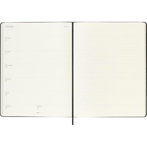 Moleskine Classic 18 Month 2025-2026 Weekly Planner, Hard Cover, XL (7.5" x 10"), Black, 208 pages