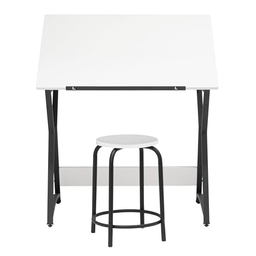 SD STUDIO DESIGNS Hourglass Craft Table Angle Adjustable Drafting Table, Table+Stool