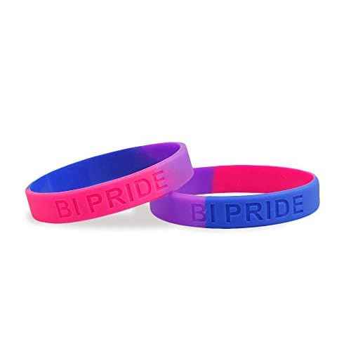 50 Pack Bisexual Gay Pride Silicone Bracelets - Purple/Blue/Pink BI Pride Flag Rubber Wristbands for LGBTQ Awareness, Pride Month, Promotional Events, Gift-Giving, Fundraising & More!