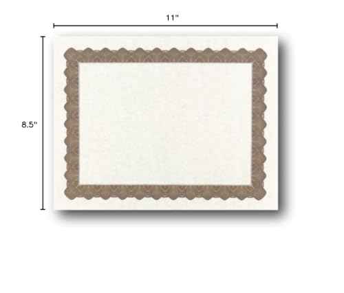 Metallic Border Parchment Certificate Paper - 250 Certificates - 8 1/2" x 11" - Premium Printable Blank Certificates (Gold)