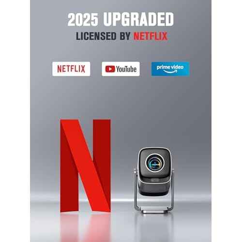 [Official Netflix & Real-time Focus] Mini Projector with WiFi and Bluetooth, XuanPad 1800 ANSI Smart Projector 4K Support, Dolby Audio & Keystone Projector, 210¡Æ Rotatable Stand for Home Projector