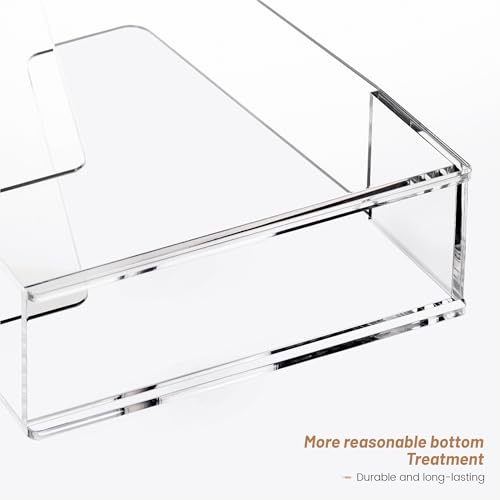 YUXUN Clear Acrylic Magazine File Holders - Vertical Desk File Organizer & Document Holder for Shelves, Office Organizers for Home Office School, Set of 2