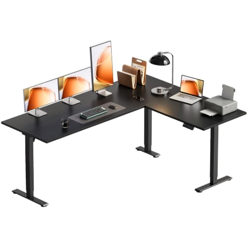 OffiGo Black 63-Inch Reversible L-Shaped Electric Standing Desk