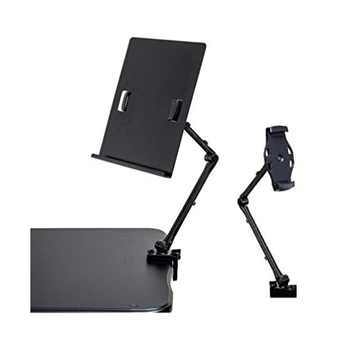 Document Copy Holder and Tablet/Cellphone Holder 2-in-1 (Black), Full Motion, Pull to Adjust Height, Angle and Direction