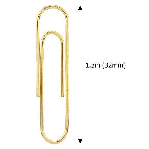 FUDAO FAMILY Medium Paper Clips, 200-Count, Paperclips, Gold Paper Clips, 1.3 Inch (32mm) Paper Clip