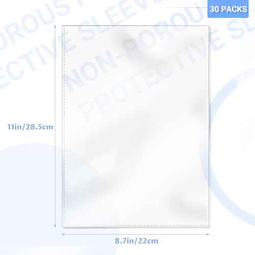 30 Pack No Holes Sheet Protectors, 8.5" x 11", Letter Size Heavy Duty Clear View Page Sleeves Protectors, Clear Paper Document Artwork Protectors