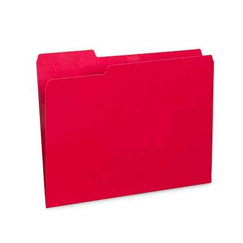 File Folder, 1/3 Cut Tab, Letter Size, Red, Great for Organizing and Easy File Storage, 100 Per Box