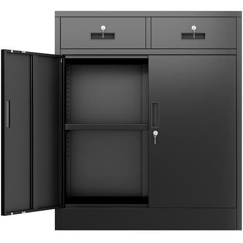 BESFUR Metal Storage Cabinet, Garage Cabinet with 2 Drawers and