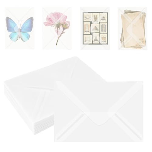 Translucent 5x7 Vellum Envelopes - 50 Pack, A7 Glassine Paper, Pre-Folded
